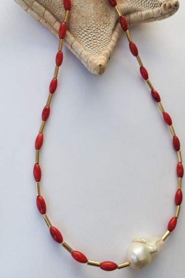 Barok İnci Mercan Kolye