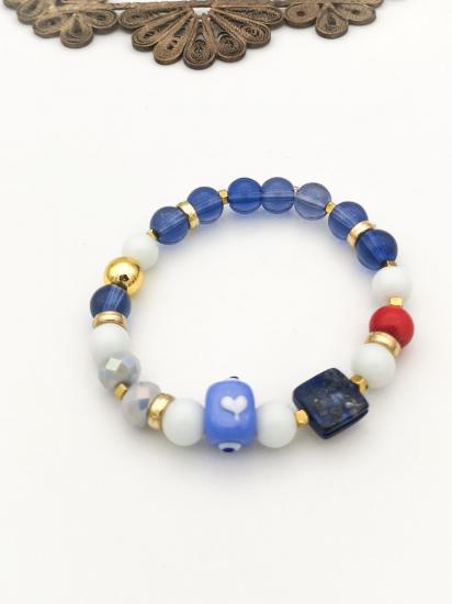 Yeşil Kalp Nazarlık Kare Boncuklu Lapis Lazuli ve Mercanlı Hematit Bileklik
