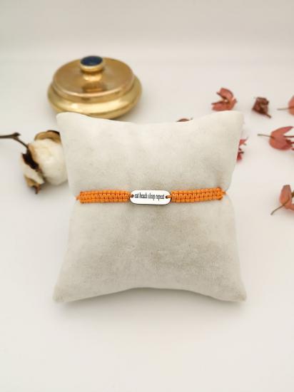’’EAT BEACH SLEEP REPEAT ’’ MOTTO GÜMÜŞ KREM BİLEKLİK