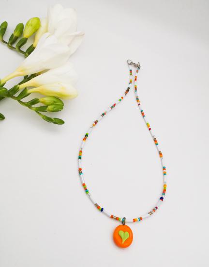 Murano Pastel Renklerde Kalp Kolye
